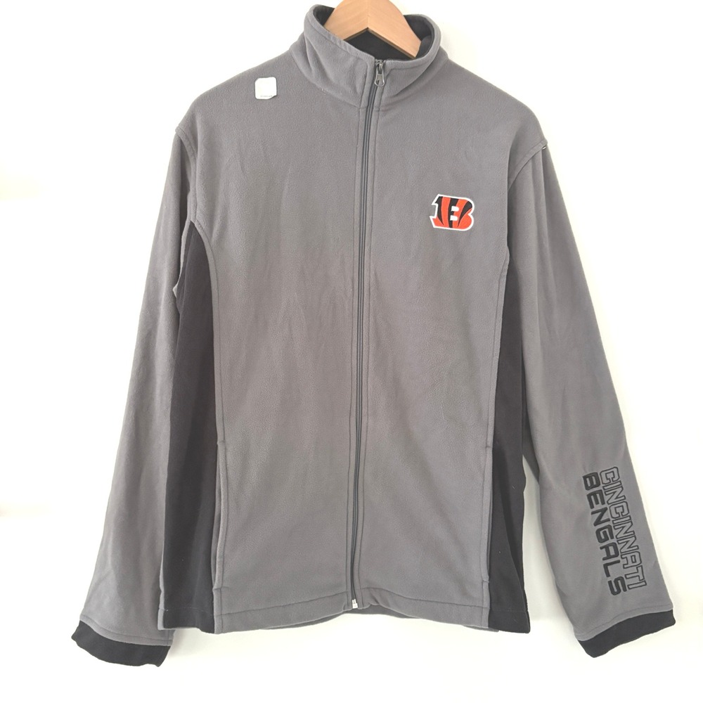 NFL Cincinnati Bengals Fleece Jacket Full‎ Zip Gray Mens Medium